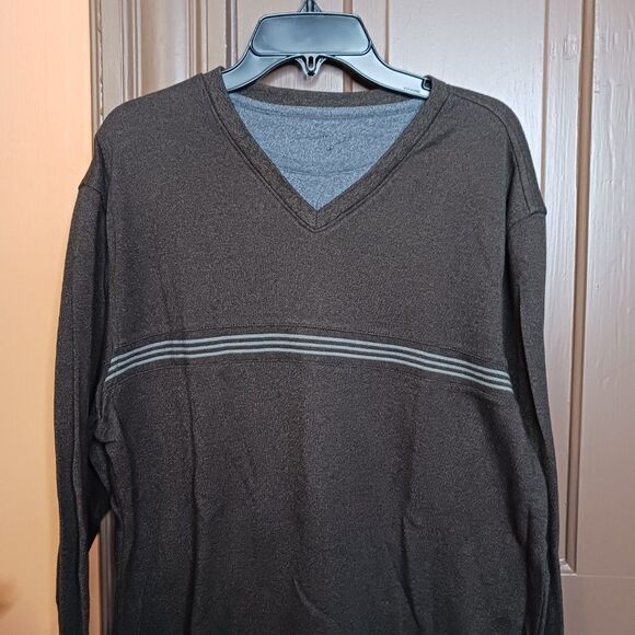 Van Heusen Men's M Brown V-Neck Long Sleeve Sweater - Picture 2 of 11